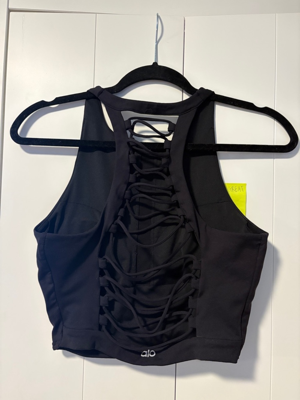 ALO Yoga Black Lace-Back Tank Crop Top